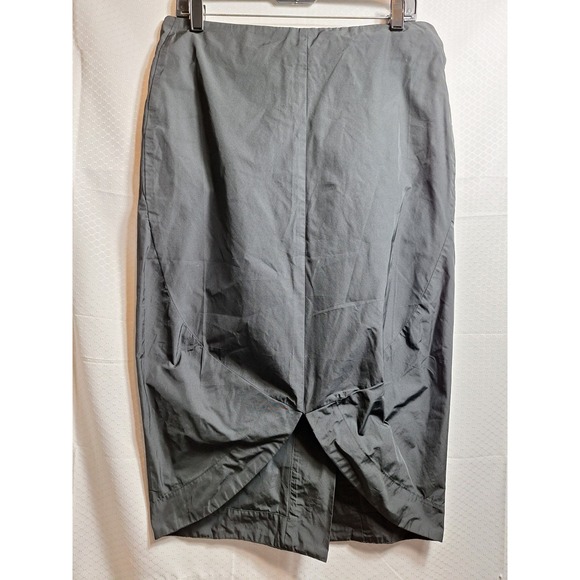 NWT$ ELM DESIGN Black Tafetta Midi Skirt Sz 2 Black Tulip Hem Quiet Luxe Modern - Picture 1 of 6